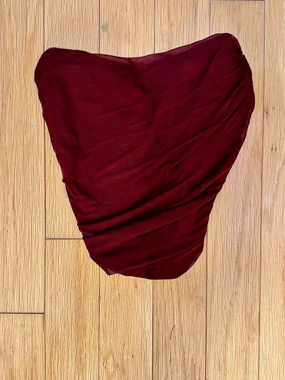 Ruched Zip Crop Top in Burgundy Size Medium